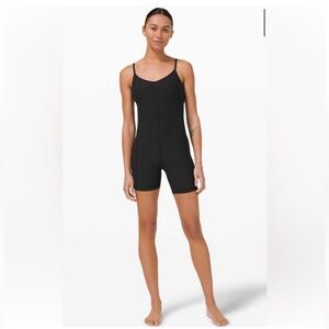 Black Ribbed Contour 6” Lululemon Romper Jumpsuit Unitard 2